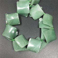 Avventurina Verde Naturale in Perline Forma Rombo Piatto Elicoidale Liscio Foro Diagonale 24mm