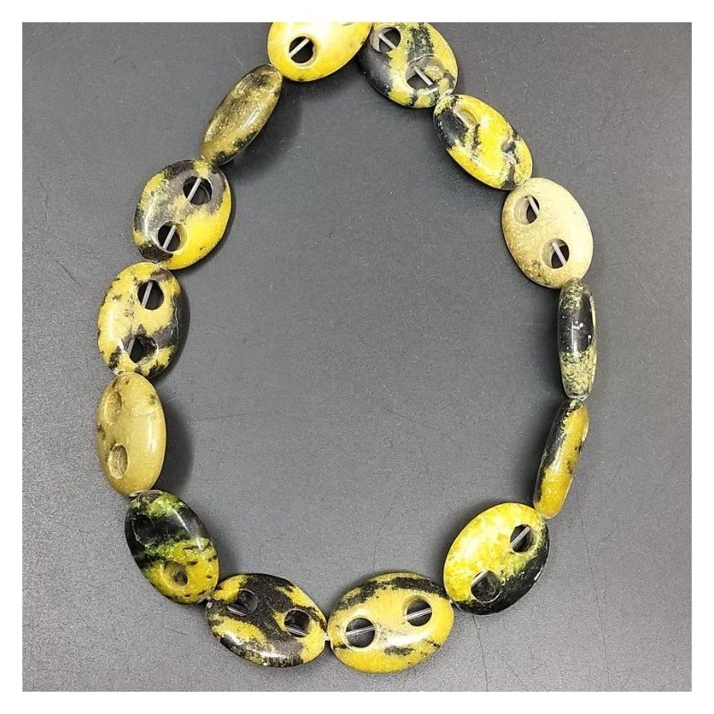 Turchese giallo Perline Forma Cerchio Ovale Piatto Liscio Maglia 2 Fori 18X25mm