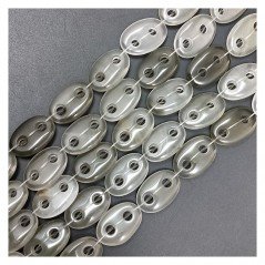 Quarzo Rutilato Perline Forma Cerchio Ovale Piatto Liscio Maglia 2 Fori 16X25mm