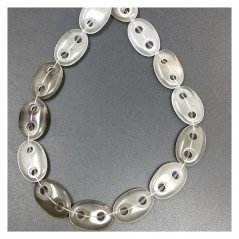 Quarzo Rutilato Perline Forma Cerchio Ovale Piatto Liscio Maglia 2 Fori 16X25mm