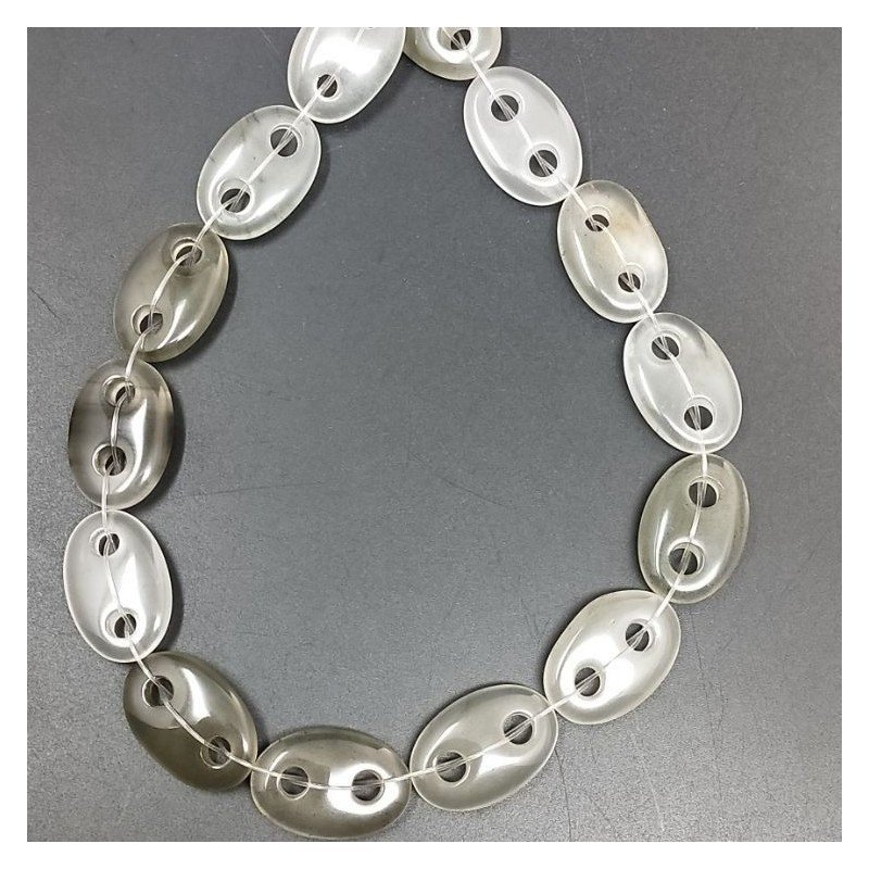 Quarzo Rutilato Perline Forma Cerchio Ovale Piatto Liscio Maglia 2 Fori 16X25mm