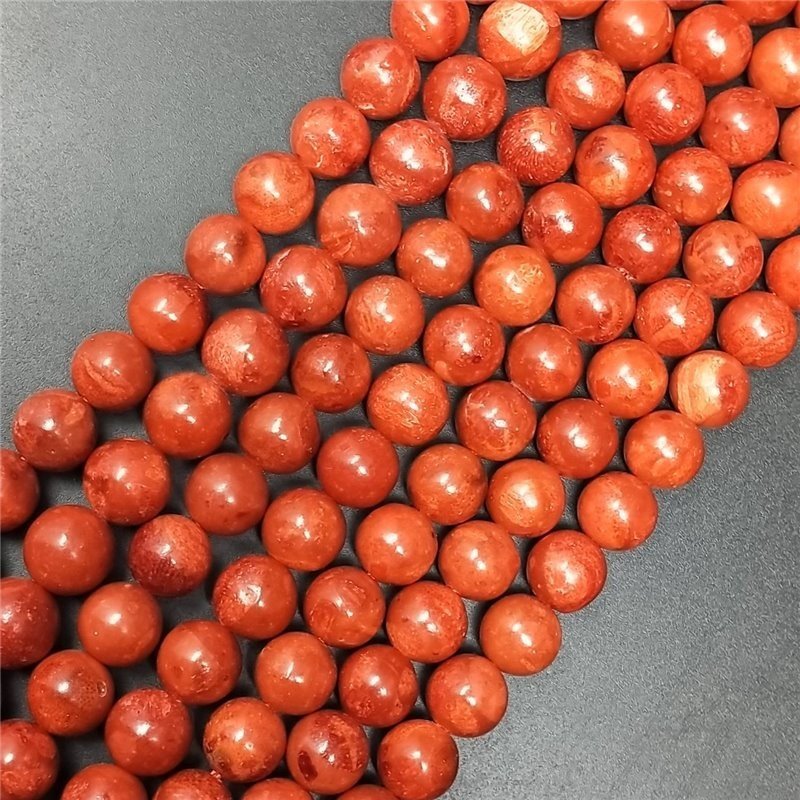 Corallo Madrepora Perline Forma Tondo Liscio 10mm