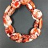 Resina Ambra Rosso in Perline Forma Ovale Piatto Liscio Foro Passante 18x25mm