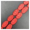 Resina rossa in Perline Forma Ovale Piatto Liscio Inciso Foro Passante 18X32mm