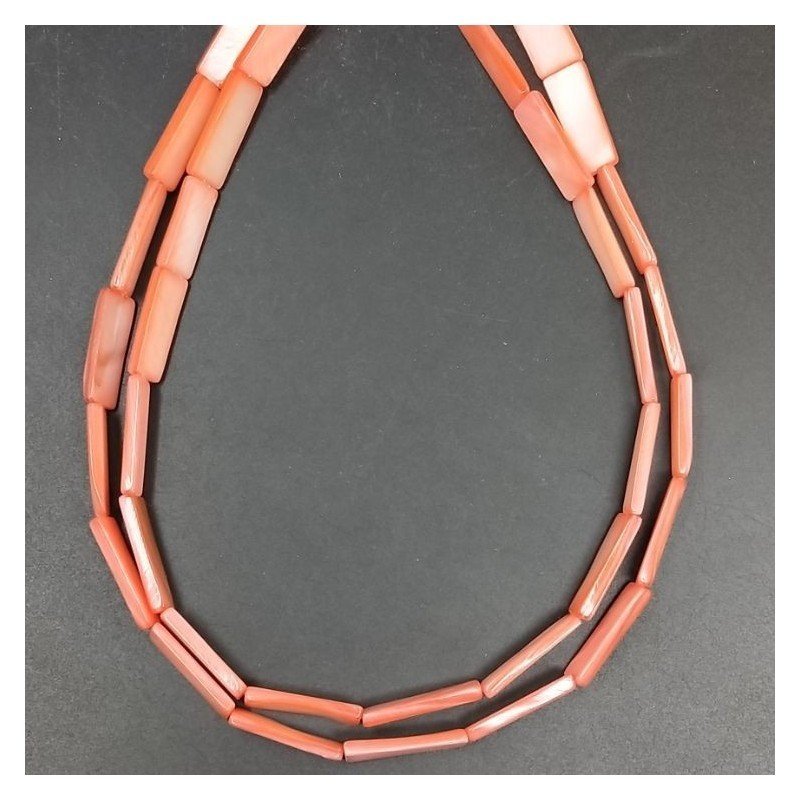 Madreperla Tonalità Pesca Perline Forma Rettangolare Piatto Liscio Foro Passante 07-08x16-20mm