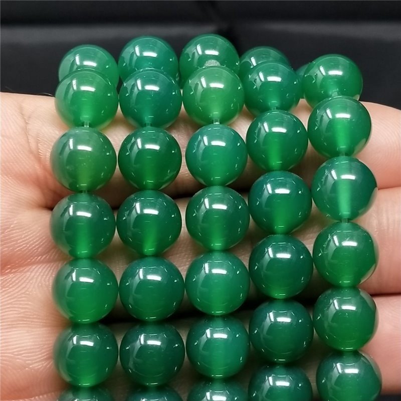 Agata Verde Perline Forma Tondo Liscio 10mm
