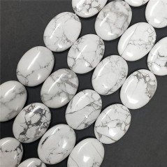 Aulite Bianca Naturale in Perline Forma Ovale Piatto Liscio Foro Passante 22x30mm