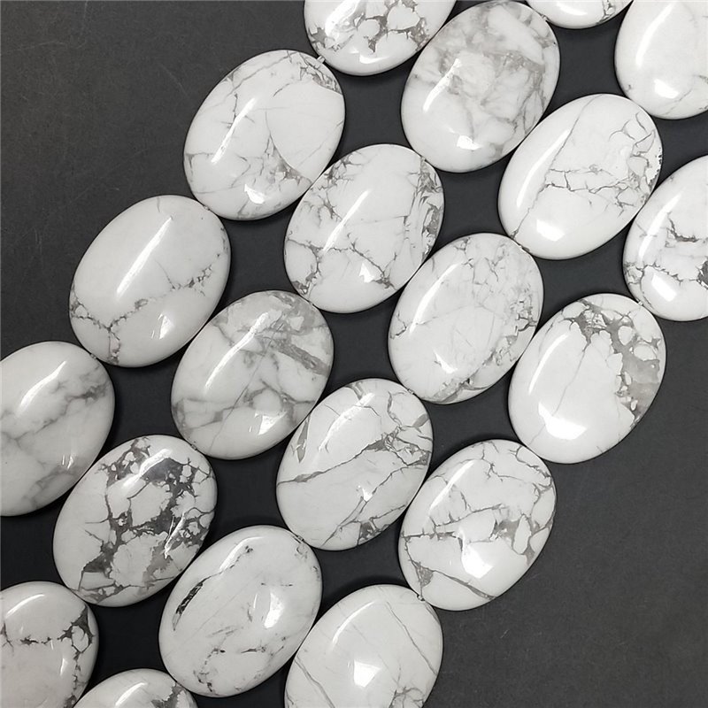 Aulite Bianca Naturale in Perline Forma Ovale Piatto Liscio Foro Passante 22x30mm