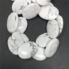 Aulite Bianca Naturale in Perline Forma Ovale Piatto Liscio Foro Passante 22x30mm
