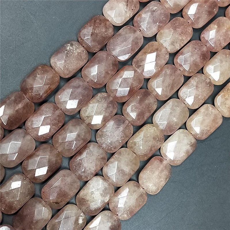 Pietra Di Sole Naturale in Perline Forma Rettangolare Piatto Sfaccettato Foro Passante 10X15mm