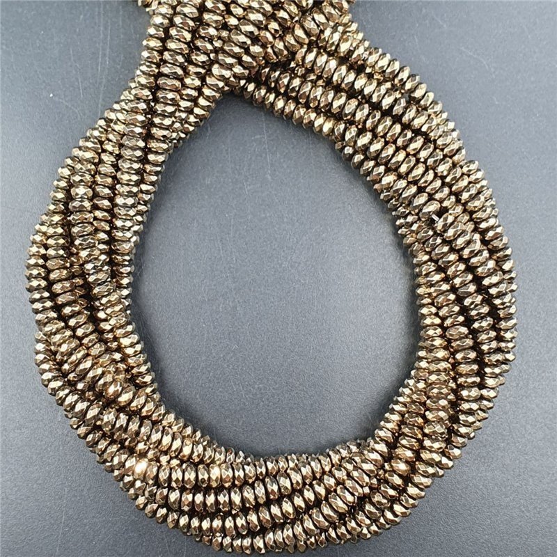 Ematite Naturale in Perline Forma Rondelle Sfaccettato Foro Passante 04mm