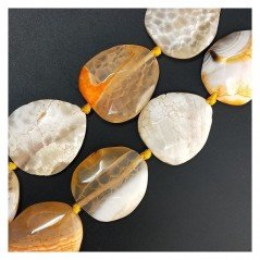 Agata Fuoco Arancio Sfumato Perline Forma Sassi Piatti Sfaccettato 35X38mm