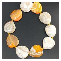 Agata Fuoco Arancio Sfumato Perline Forma Sassi Piatti Sfaccettato 35X38mm