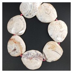 Agata Fuoco Rosa Sfumato Perline Forma Sassi Piatti Sfaccettato 45X50mm