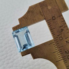 Gemma Sciolta di Acquamarina Naturale (AA), Taglio Smeraldo Ottagono Sfaccettato a Mano, 12x9x8 mm, 5,10 ct