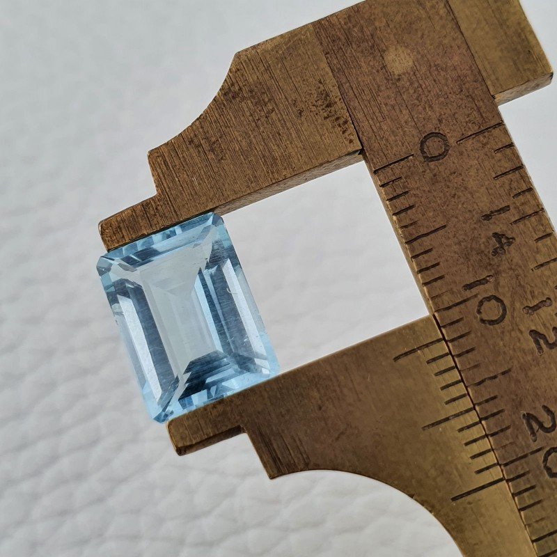Acquamarina Naturale (AA) Taglio Smeraldo Ottagono Sfaccettata Fatto a Mano Gemma Sciolta 12X9X8mm 5,10 Carati 1pz