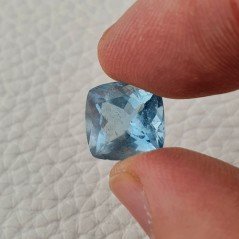 Gemma Sciolta di Acquamarina Naturale (AA), Taglio Cuscino Sfaccettato a Mano, 11x11x7,50 mm, 5,75 ct