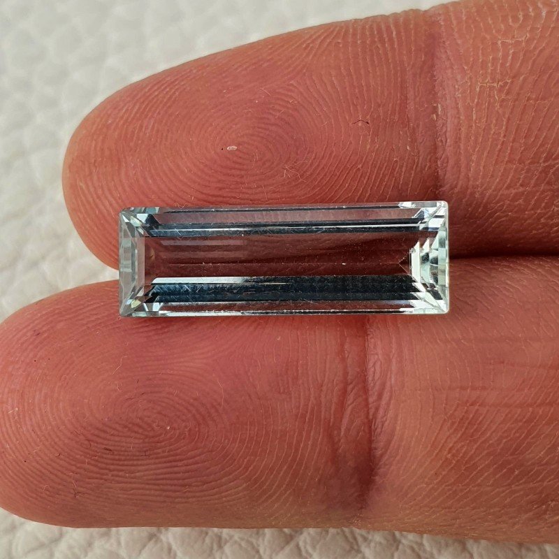 Acquamarina Naturale (AA) Taglio Baguette Sfaccettata Fatto a Mano Gemma Sciolta 20,80X7X5mm 6,25 Carati 1pz