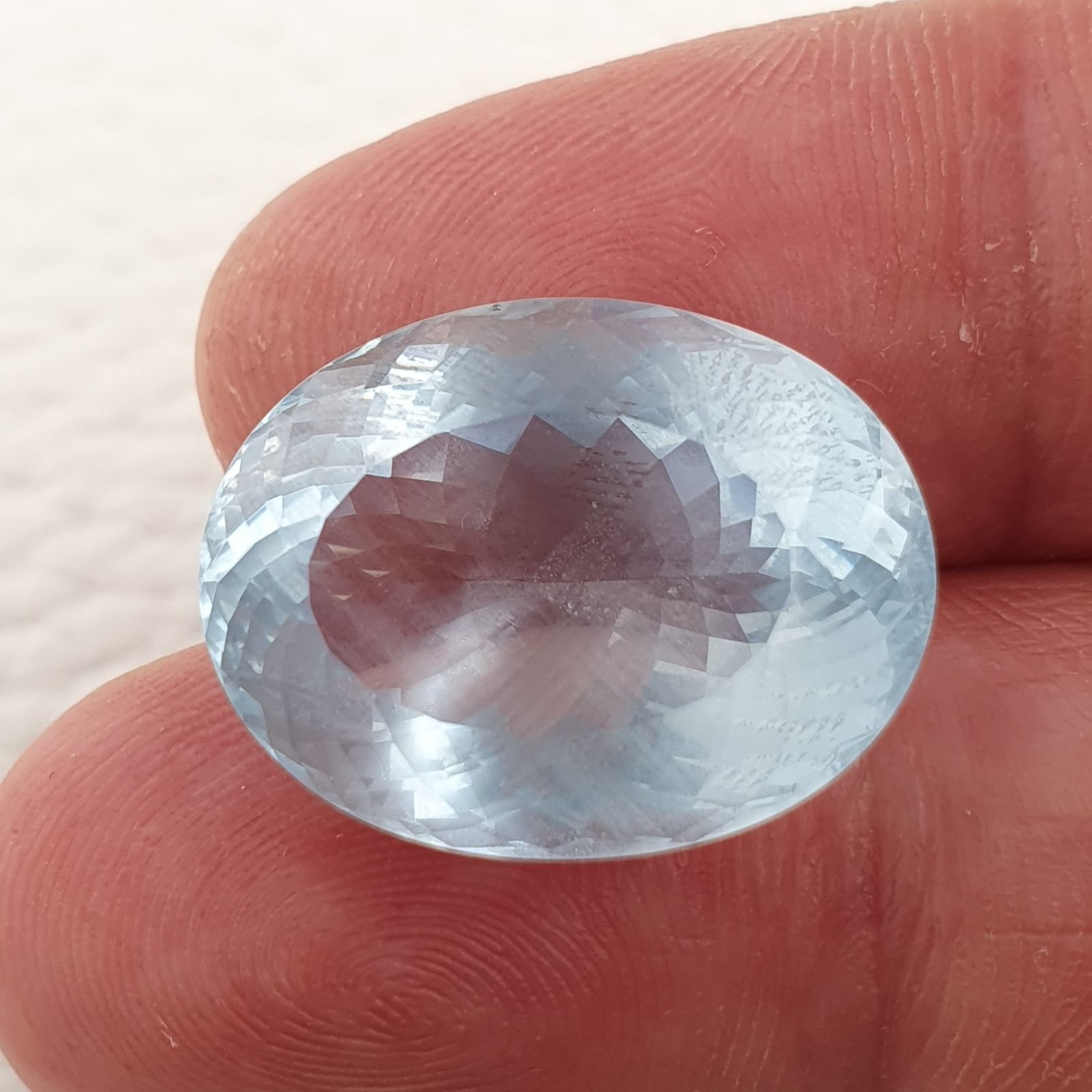 Acquamarina Naturale (AA) Taglio Ovale Sfaccettata Fatto a Mano Gemma Sciolta 20X15X10mm 18,30 Carati 1pz
