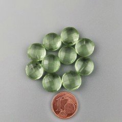 Ametista Verde Prasiolite Idrotermale Briolette Forma Quadrato Sfaccettato Fatto a Mano 12mm Mezzo Forato 1pz