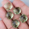 Ametista Verde Prasiolite Idrotermale Briolette Forma Quadrato Sfaccettato Fatto a Mano 12mm Mezzo Forato 1pz