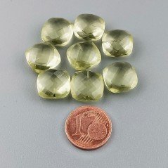 Quarzo Limone Idrotermale Briolette Forma Quadrato Sfaccettato Fatto a Mano 12mm Mezzo Forato 1pz