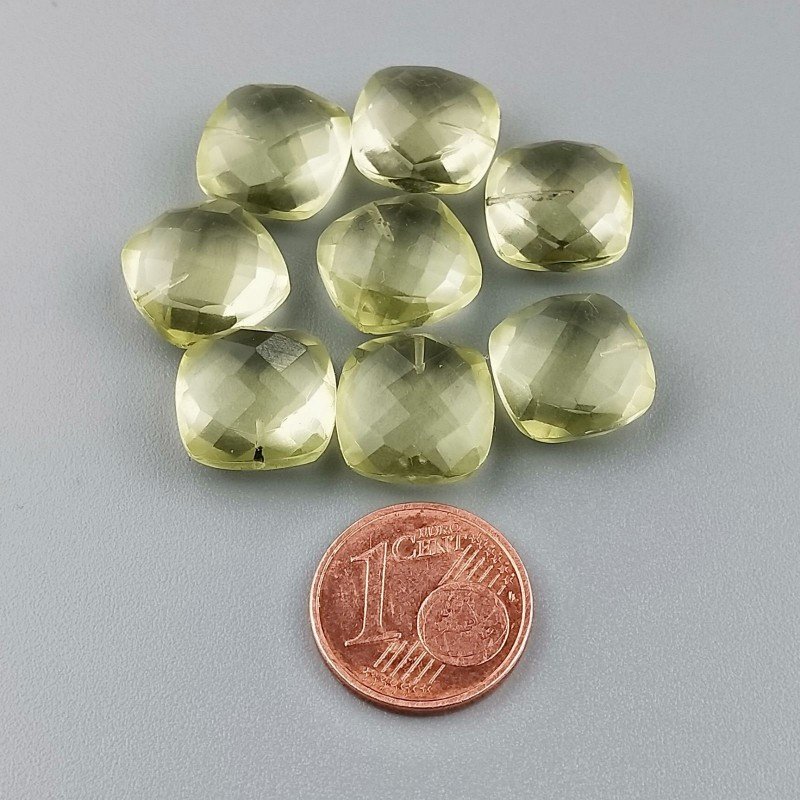 Quarzo Limone Idrotermale Briolette Forma Quadrato Sfaccettato Fatto a Mano 12mm Mezzo Forato 1pz