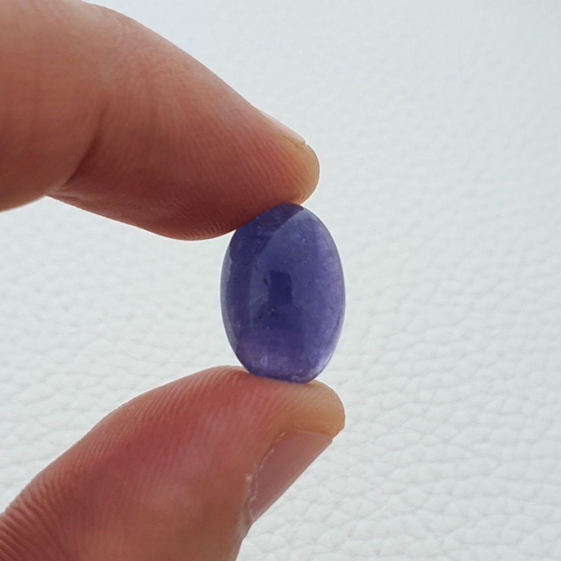 Tanzanite Naturale Forma Ovale Piatto Cabochon Liscio Fatto a Mano 16X11X6mm 10,50 Carati 1pz