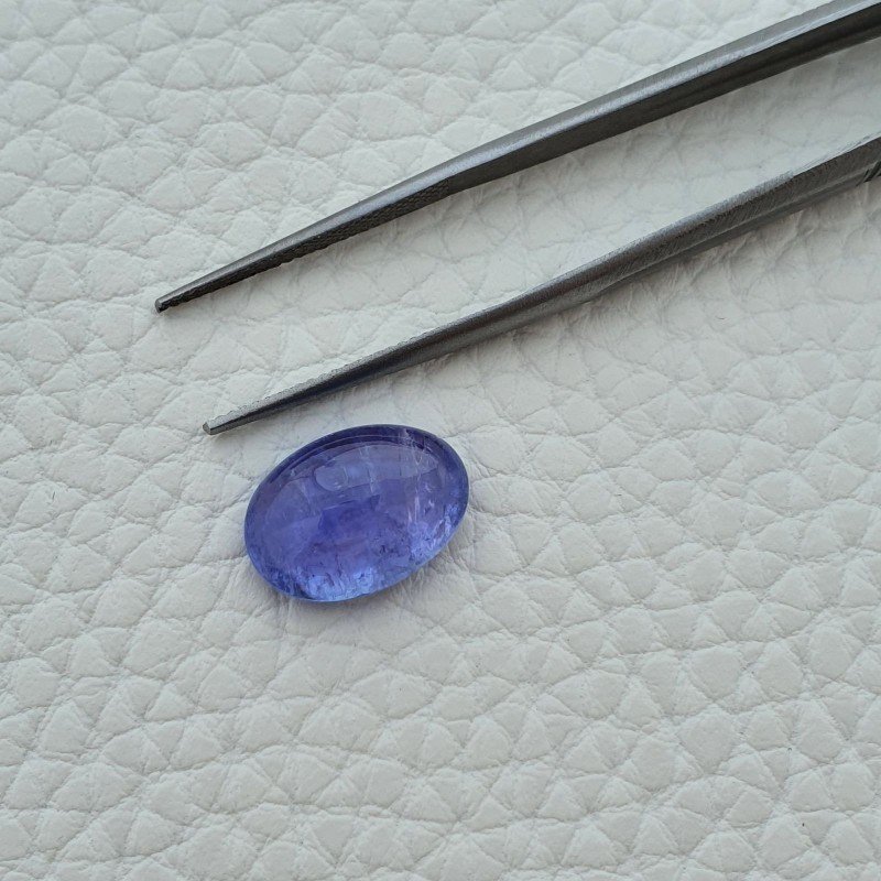 Tanzanite Naturale Forma Ovale Piatto Cabochon Liscio Fatto a Mano 14X10X6mm 7,20 Carati 1pz