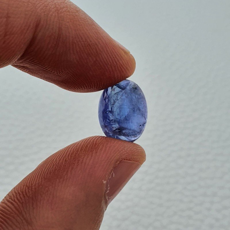 Tanzanite Naturale Forma Ovale Piatto Cabochon Liscio Fatto a Mano 13X10X6mm 8,30 Carati 1pz Tanzanite Naturale Forma Ovale Piatto Cabochon Liscio Fatto a Mano 13X10X6mm 8,30 Carati 1pz