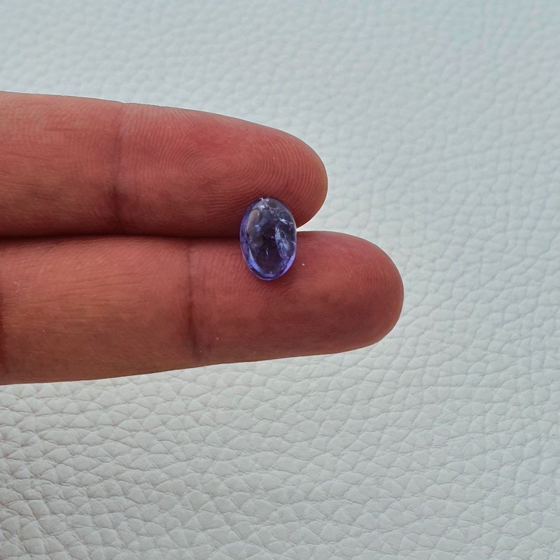 Tanzanite Naturale Forma Ovale Piatto Cabochon Liscio Fatto a Mano 10X7X4mm 3,35 Carati 1pz