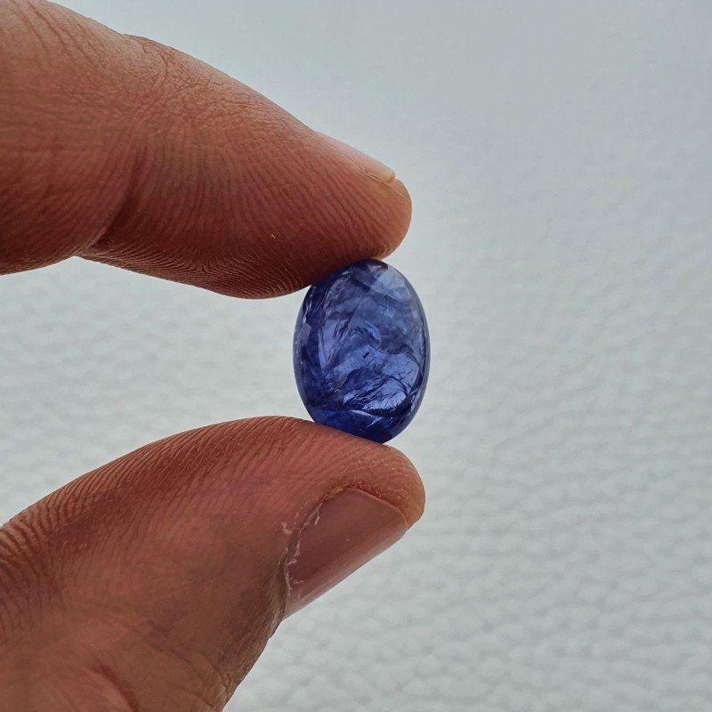 Tanzanite Naturale Forma Ovale Piatto Cabochon Liscio Fatto a Mano 13X10X6mm 7,15 Carati 1pz