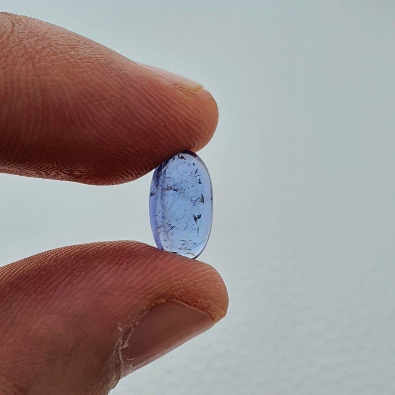 Cabochon di Tanzanite Naturale Ovale, Piatto e Liscio, 12x6x4 mm, 3,40 ct, Fatto a Mano