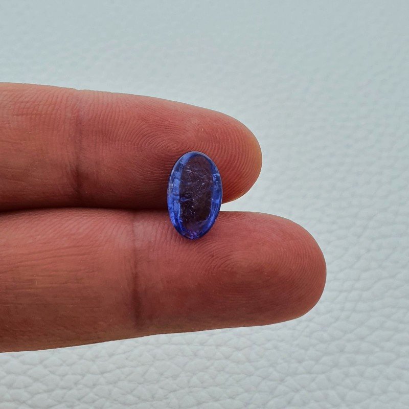 Tanzanite Naturale Forma Ovale Piatto Cabochon Liscio Fatto a Mano 12X7X3mm 3,20 Carati 1pz