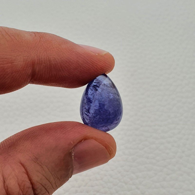 Tanzanite Naturale Forma Goccia Piatto Cabochon Liscio Fatto a Mano 18X13X8mm 15,90 Carati 1pz