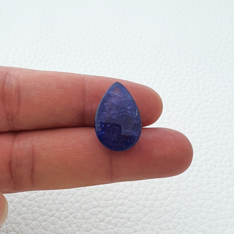 Tanzanite Naturale Forma Goccia Piatto Cabochon Liscio Fatto a Mano 21X14X07mm 18,50 Carati 1pz