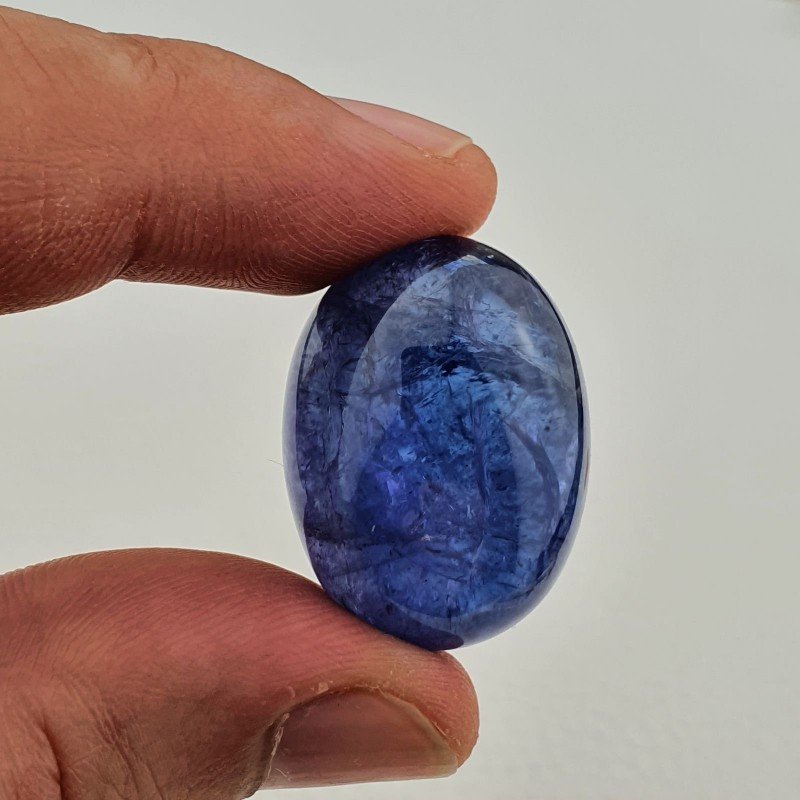 Cabochon di Tanzanite Naturale Ovale, Piatto e Liscio, 27x20x15 mm, 83,20 ct, Fatto a Mano