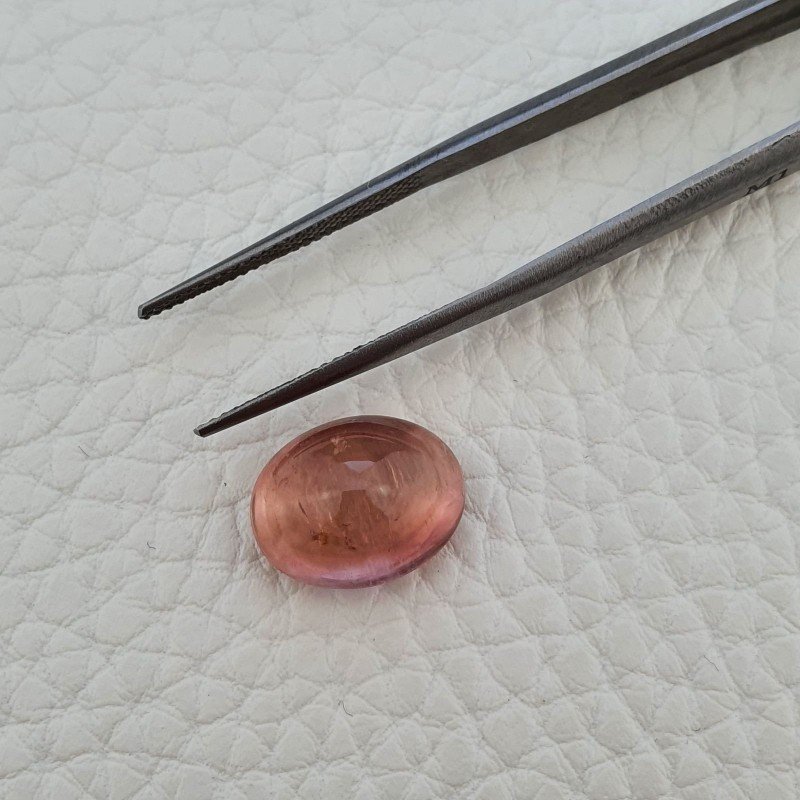 Tormalina Rosa Naturale Forma Ovale Piatto Cabochon Liscio Fatto a Mano13,50X11X8mm 8ct