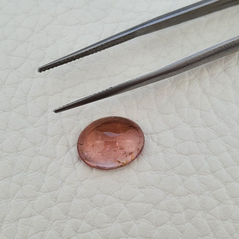 Tormalina Rosa Naturale Forma Ovale Piatto Cabochon Liscio Fatto a Mano13X10X6mm 4,95ct