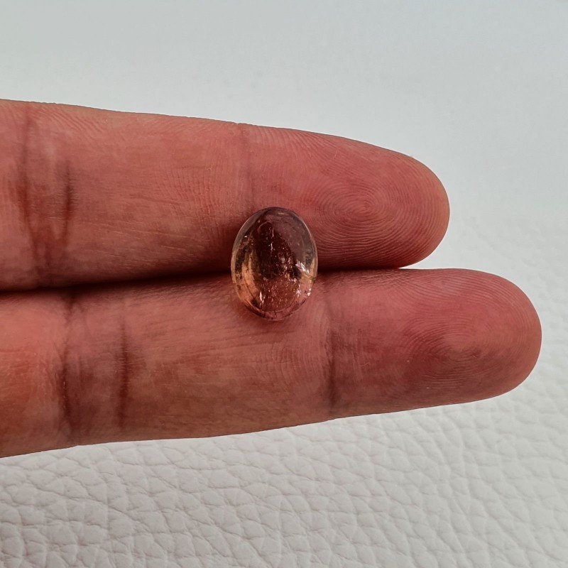 Tormalina Rosa Naturale Forma Ovale Piatto Cabochon Liscio Fatto a Mano13X10X6mm 4,95ct