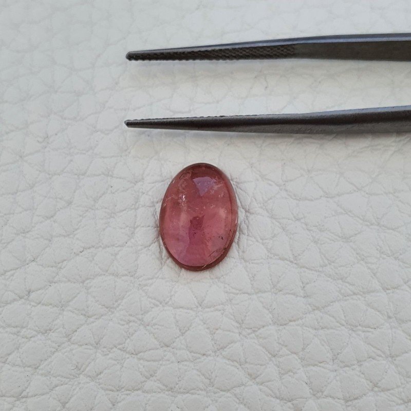 Tormalina Rosa Naturale Forma Ovale Piatto Cabochon Liscio Fatto a Mano12X8X4mm 3,60ct