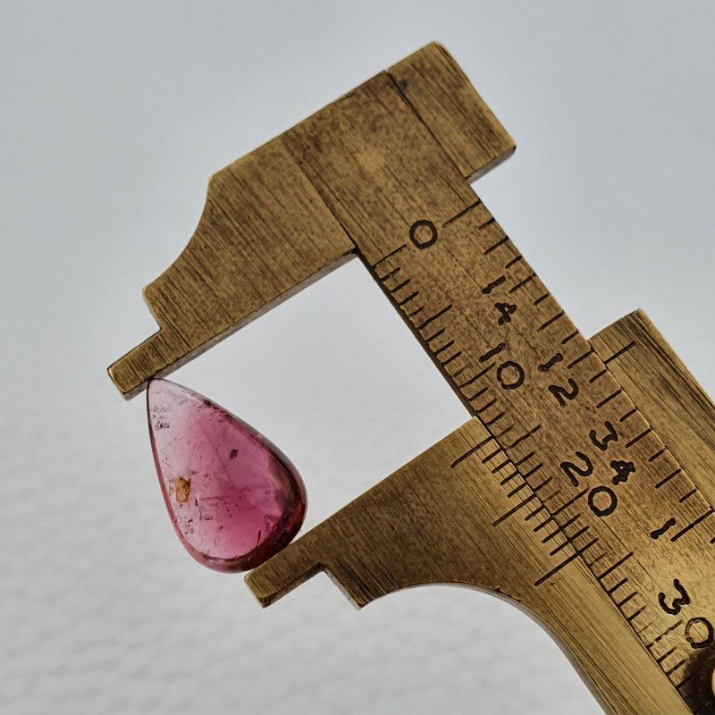 Tormalina Rosa Rubellite Naturale Forma Goccia Piatto Cabochon Liscio Fatto a Mano 14X8X5mm 4,50 ct