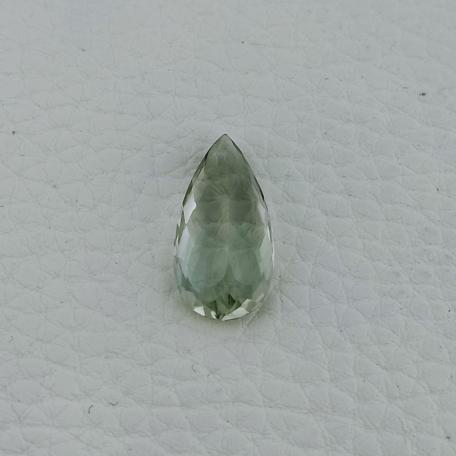 Ametista Verde Prasiolite Taglio Goccia Sfaccettata Fatto a Mano Gemma Sciolte 21X10X8mm 9,75 Carati 1pz