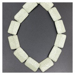 Pietra Lavica Verde Chiaro in Perline Forma Rettangolare Piatto Liscio Foro Passante 20X30mm