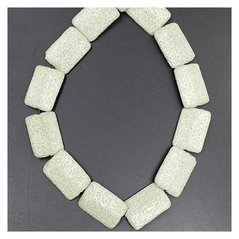 Pietra Lavica Verde Chiaro in Perline Forma Rettangolare Piatto Liscio Foro Passante 20X30mm
