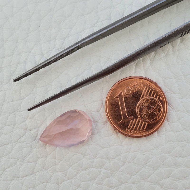 Quarzo Rosa Naturale Taglio Goccia Sfaccettato a Mano Gemma Sciolta 14X9X7mm 4,85 Carati 1pz