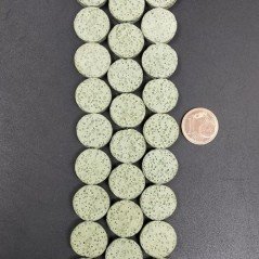 Pietra Lavica Verde Chiaro Perline Forma Tondo Piatto Liscio 14mm