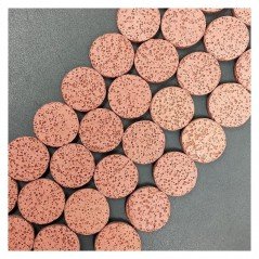 Pietra Lavica rossa Perline Forma Tondo Piatto Grezzo Liscio 20mm