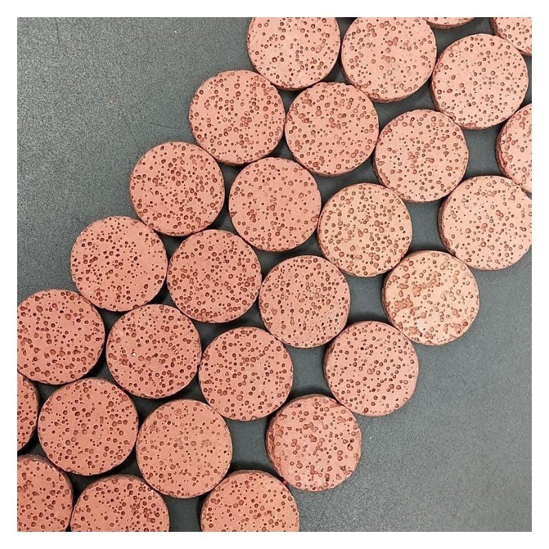 Pietra Lavica rossa Perline Forma Tondo Piatto Grezzo Liscio 20mm