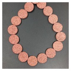 Pietra Lavica rossa Perline Forma Tondo Piatto Grezzo Liscio 20mm